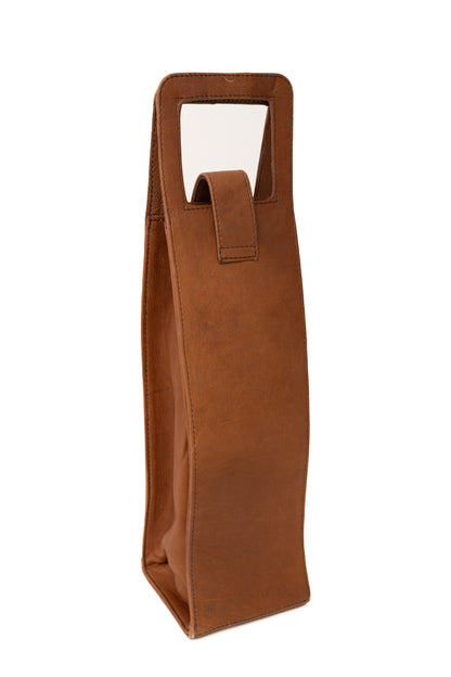 SINGLE WINE BOTTLE TOTE IN BROWN