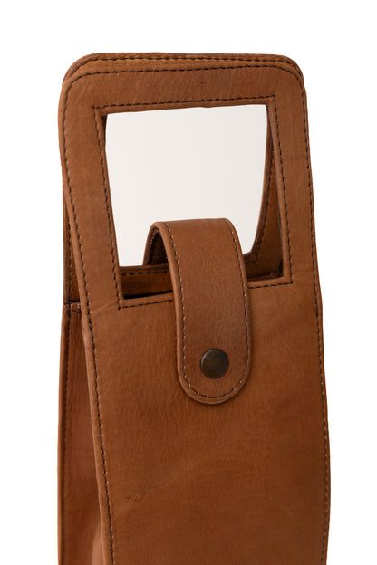 SINGLE WINE BOTTLE TOTE IN BROWN