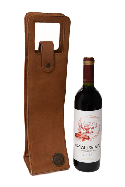 SINGLE WINE BOTTLE TOTE IN BROWN