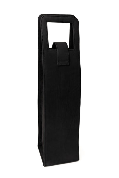 SINGLE WINE BOTTLE TOTE IN BLACK