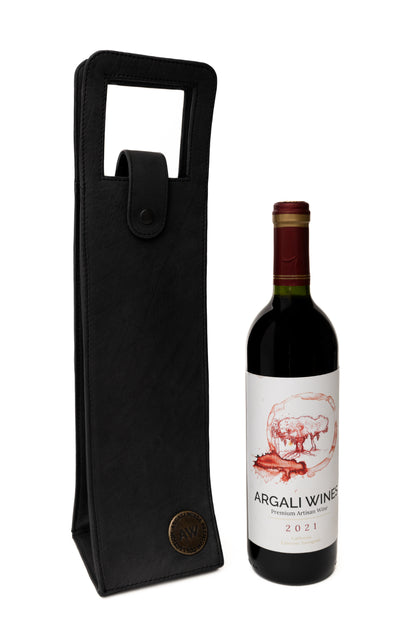 SINGLE WINE BOTTLE TOTE IN BLACK